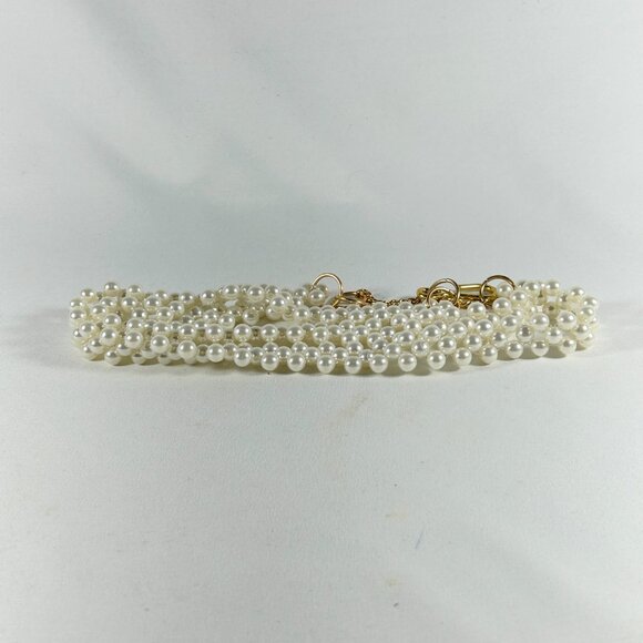 FAUX PEARL THREE STRAND BELT WITH GOLD TONE FASTENER - Picture 2 of 8